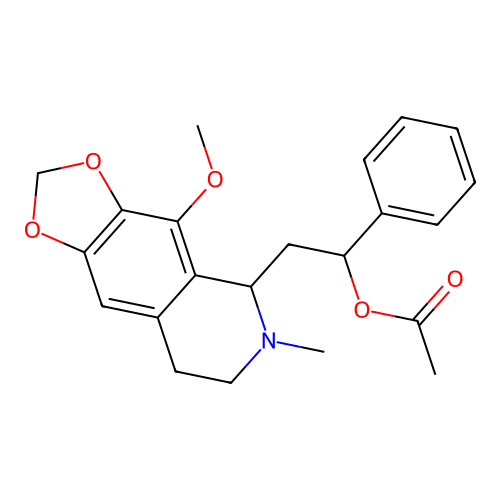 [2-(4-methoxy-6-methyl-7,8-dihydro-5H-[1,3]dioxolo[4,5-g]isoquinolin-5-yl)-1-phenylethyl] acetate structure