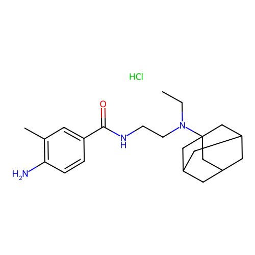 Benzamide, 4-amino-N-(2-(ethyltricyclo(3.3.1.1(sup 3,7))dec-1-ylamino)ethyl)-3-methyl-, monohydrochloride structure