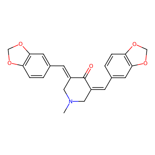 4-Piperidinone, 3,5-bis(1,3-benzodioxol-5-ylmethylene)-1-methyl- structure