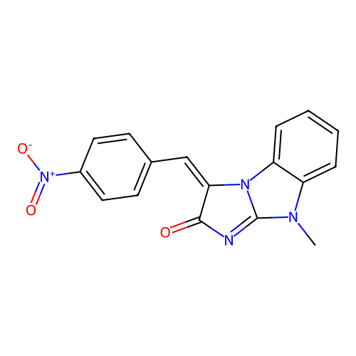 (3E)-9-methyl-3-(4-nitrobenzylidene)-3H-imidazo[1,2-a]benzimidazol-2(9H)-one structure