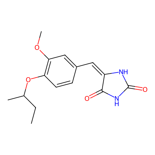 (5E)-5-[4-(butan-2-yloxy)-3-methoxybenzylidene]imidazolidine-2,4-dione structure