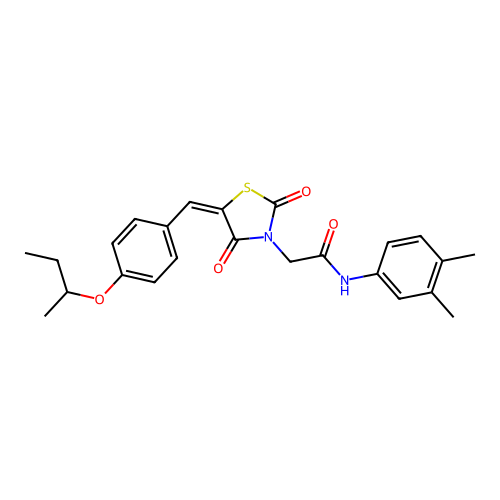 2-[(5E)-5-[(4-butan-2-yloxyphenyl)methylidene]-2,4-dioxo-1,3-thiazolidin-3-yl]-N-(3,4-dimethylphenyl)acetamide structure