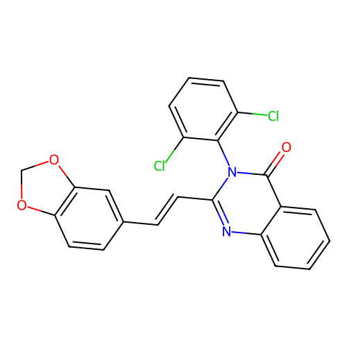 2-[(E)-2-(1,3-benzodioxol-5-yl)ethenyl]-3-(2,6-dichlorophenyl)quinazolin-4-one structure