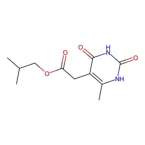 2-Methylpropyl 2-(6-methyl-2,4-dioxo-1,3-dihydropyrimidin-5-yl)acetate structure