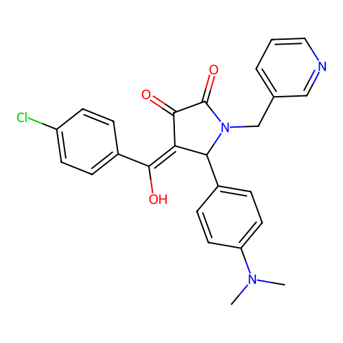 4-(4-chlorobenzoyl)-5-(4-(dimethylamino)phenyl)-3-hydroxy-1-(pyridin-3-ylmethyl)-1H-pyrrol-2(5H)-one structure