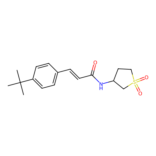 (E)-3-(4-tert-butylphenyl)-N-(1,1-dioxothiolan-3-yl)prop-2-enamide structure