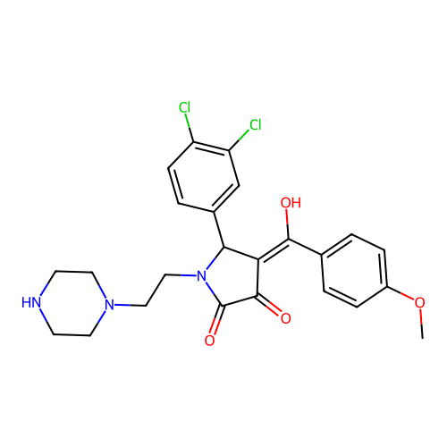 5-(3,4-dichlorophenyl)-3-hydroxy-4-(4-methoxybenzoyl)-1-[2-(piperazin-1-yl)ethyl]-2,5-dihydro-1H-pyrrol-2-one structure