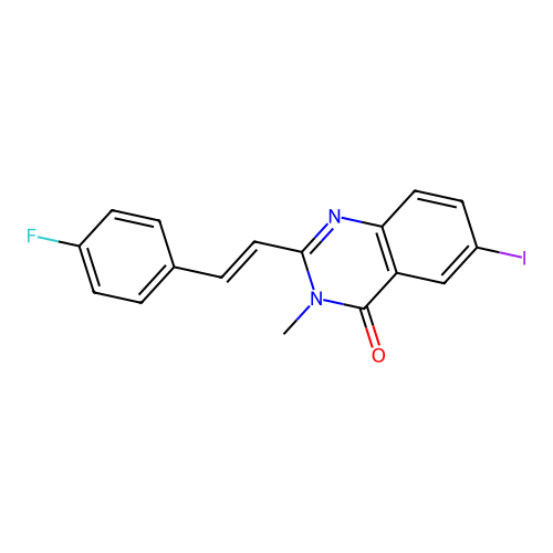 2-[(E)-2-(4-fluorophenyl)ethenyl]-6-iodo-3-methylquinazolin-4-one structure