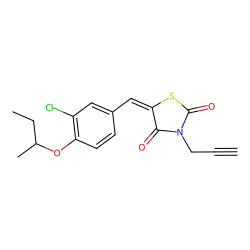 (5E)-5-[(4-butan-2-yloxy-3-chlorophenyl)methylidene]-3-prop-2-ynyl-1,3-thiazolidine-2,4-dione structure