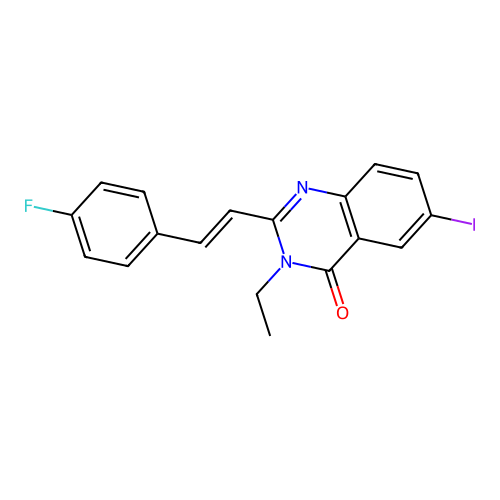 3-ethyl-2-[(E)-2-(4-fluorophenyl)ethenyl]-6-iodoquinazolin-4-one structure