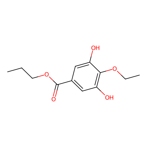 Benzoic acid, 4-ethoxy-3,5-dihydroxy-, propyl ester structure