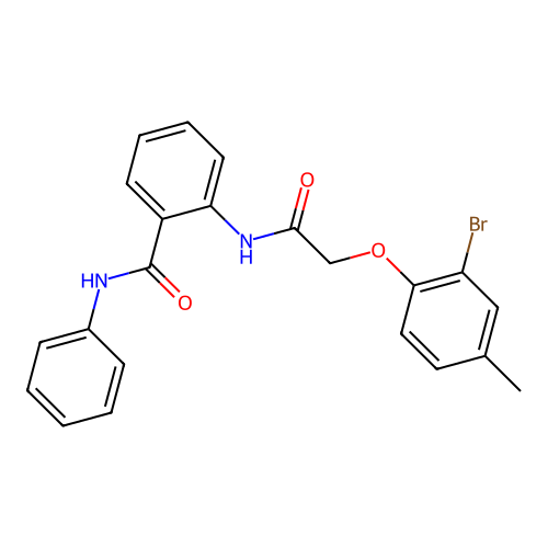 2-{[(2-bromo-4-methylphenoxy)acetyl]amino}-N-phenylbenzamide structure