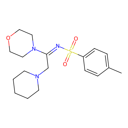 4-methyl-N-[(1E)-1-(morpholin-4-yl)-2-(piperidin-1-yl)ethylidene]benzenesulfonamide structure