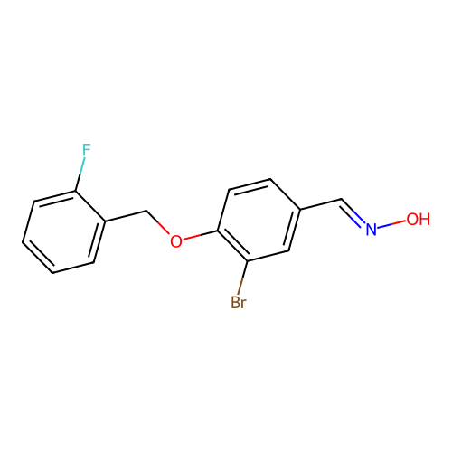 N-[[3-bromo-4-[(2-fluorophenyl)methoxy]phenyl]methylidene]hydroxylamine structure