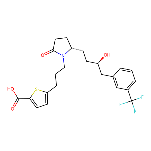 2-Thiophenecarboxylic acid, 5-(3-((2S)-2-((3R)-3-hydroxy-4-(3-(trifluoromethyl)phenyl)butyl)-5-oxo-1-pyrrolidinyl)propyl)- structure