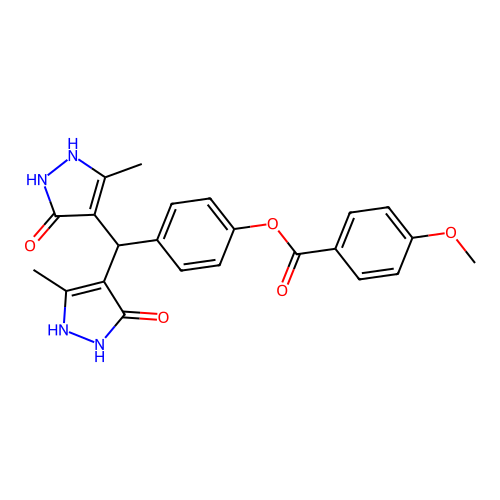 4-[bis(5-hydroxy-3-methyl-1H-pyrazol-4-yl)methyl]phenyl 4-methoxybenzoate structure