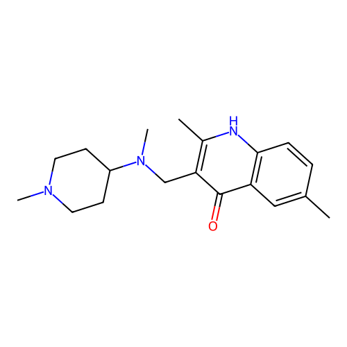 2,6-Dimethyl-3-((methyl(1-methylpiperidin-4-yl)amino)methyl)quinolin-4-ol structure