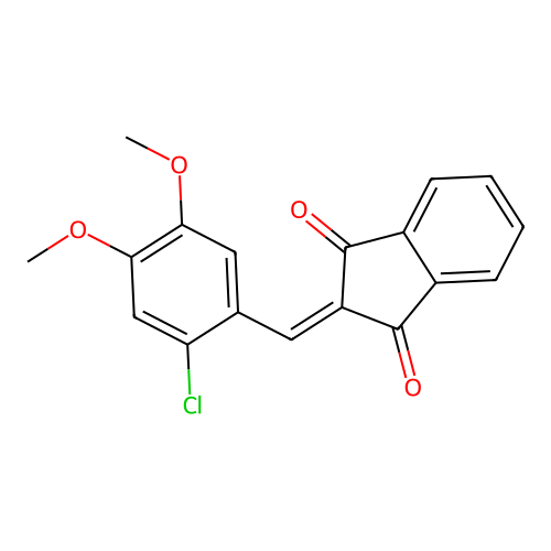 2-(2-chloro-4,5-dimethoxybenzylidene)-1H-indene-1,3(2H)-dione structure