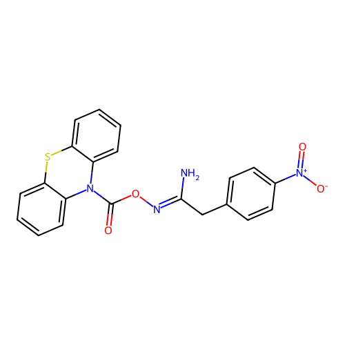 (1Z)-2-(4-nitrophenyl)-N'-[(10H-phenothiazin-10-ylcarbonyl)oxy]ethanimidamide structure