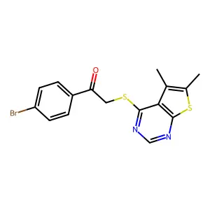 1-(4-Bromophenyl)-2-(5,6-dimethylthieno[2,3-d]pyrimidin-4-yl)sulfanylethanone structure