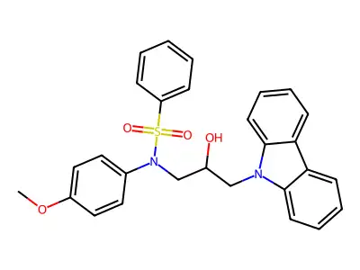 N-[3-(9H-carbazol-9-yl)-2-hydroxypropyl]-N-(4-methoxyphenyl)benzenesulfonamide structure