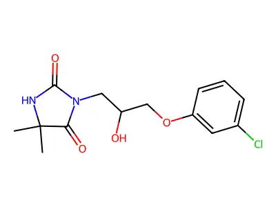 3-[3-(3-Chlorophenoxy)-2-hydroxypropyl]-5,5-dimethylimidazolidine-2,4-dione structure