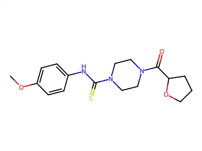 N-(4-methoxyphenyl)-4-(oxolane-2-carbonyl)piperazine-1-carbothioamide structure