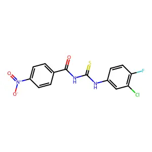 N-[(3-chloro-4-fluorophenyl)carbamothioyl]-4-nitrobenzamide structure