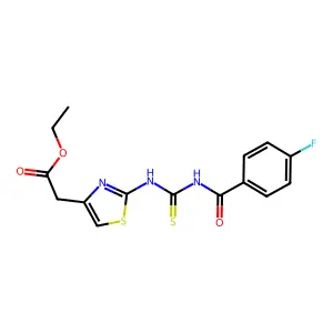 Ethyl 2-[2-[(4-fluorobenzoyl)carbamothioylamino]-1,3-thiazol-4-yl]acetate structure