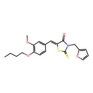 (5Z)-5-[(4-butoxy-3-methoxyphenyl)methylidene]-3-(furan-2-ylmethyl)-2-sulfanylidene-1,3-thiazolidin-4-one structure