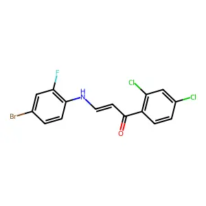 (E)-3-(4-bromo-2-fluoroanilino)-1-(2,4-dichlorophenyl)prop-2-en-1-one structure