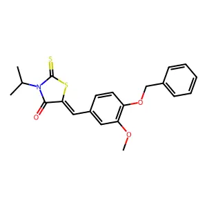 (5Z)-5-[(3-methoxy-4-phenylmethoxyphenyl)methylidene]-3-propan-2-yl-2-sulfanylidene-1,3-thiazolidin-4-one structure