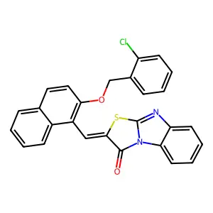 2-({2-[(2-chlorobenzyl)oxy]-1-naphthyl}methylene)[1,3]thiazolo[3,2-a]benzimidazol-3(2H)-one structure