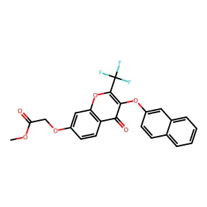 Methyl 2-[3-(2-naphthyloxy)-4-oxo-2-(trifluoromethyl)chromen-7-yloxy]acetate structure