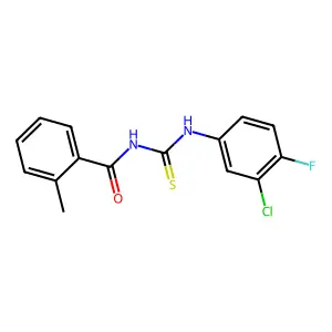 N-[(3-chloro-4-fluorophenyl)carbamothioyl]-2-methylbenzamide structure