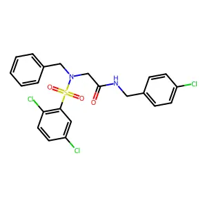2-[benzyl-(2,5-dichlorophenyl)sulfonylamino]-N-[(4-chlorophenyl)methyl]acetamide structure
