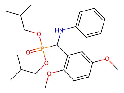 N-[bis(2-methylpropoxy)phosphoryl-(2,5-dimethoxyphenyl)methyl]aniline structure