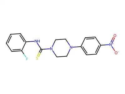 N-(2-fluorophenyl)-4-(4-nitrophenyl)piperazine-1-carbothioamide structure
