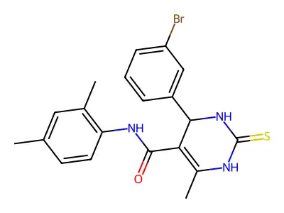 4-(3-bromophenyl)-N-(2,4-dimethylphenyl)-6-methyl-2-thioxo-1,2,3,4-tetrahydropyrimidine-5-carboxamide structure