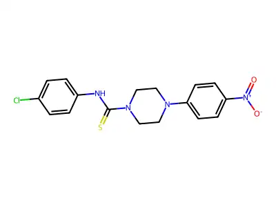N-(4-chlorophenyl)-4-(4-nitrophenyl)piperazine-1-carbothioamide structure