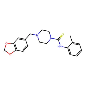 4-(1,3-benzodioxol-5-ylmethyl)-N-(2-methylphenyl)piperazine-1-carbothioamide structure