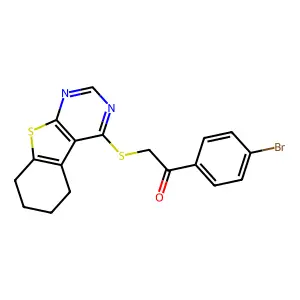 1-(4-bromophenyl)-2-((5,6,7,8-tetrahydrobenzo[4,5]thieno[2,3-d]pyrimidin-4-yl)thio)ethanone structure