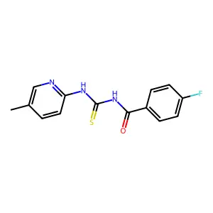 4-fluoro-N-((5-methylpyridin-2-yl)carbamothioyl)benzamide structure