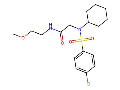 2-[(4-chlorophenyl)sulfonyl-cyclohexylamino]-N-(2-methoxyethyl)acetamide structure
