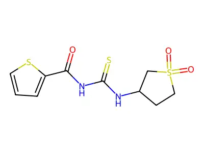 N-((1,1-dioxidotetrahydrothiophen-3-yl)carbamothioyl)thiophene-2-carboxamide structure