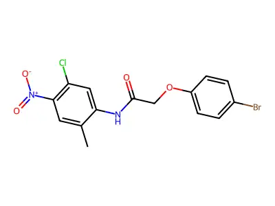 2-(4-bromophenoxy)-N-(5-chloro-2-methyl-4-nitrophenyl)acetamide structure