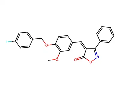 (4Z)-4-[[4-[(4-fluorophenyl)methoxy]-3-methoxyphenyl]methylidene]-3-phenyl-1,2-oxazol-5-one structure