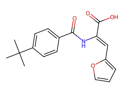 (2Z)-2-{[(4-tert-butylphenyl)carbonyl]amino}-3-(furan-2-yl)prop-2-enoic acid structure