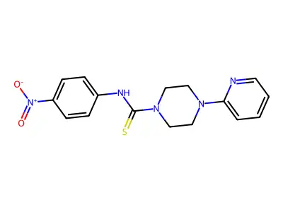 N-(4-nitrophenyl)-4-(pyridin-2-yl)piperazine-1-carbothioamide structure