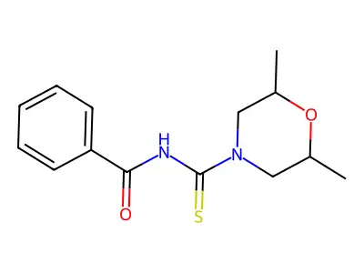N-(2,6-dimethylmorpholine-4-carbothioyl)benzamide structure